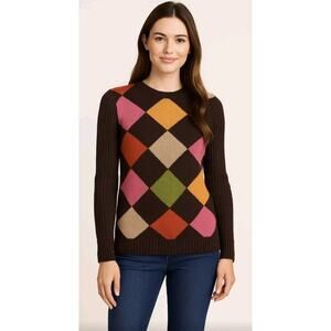 NWT VTG Lilly Pulitzer Wool Argyle Sweater Size S Palm Beach Vintage Multicolor